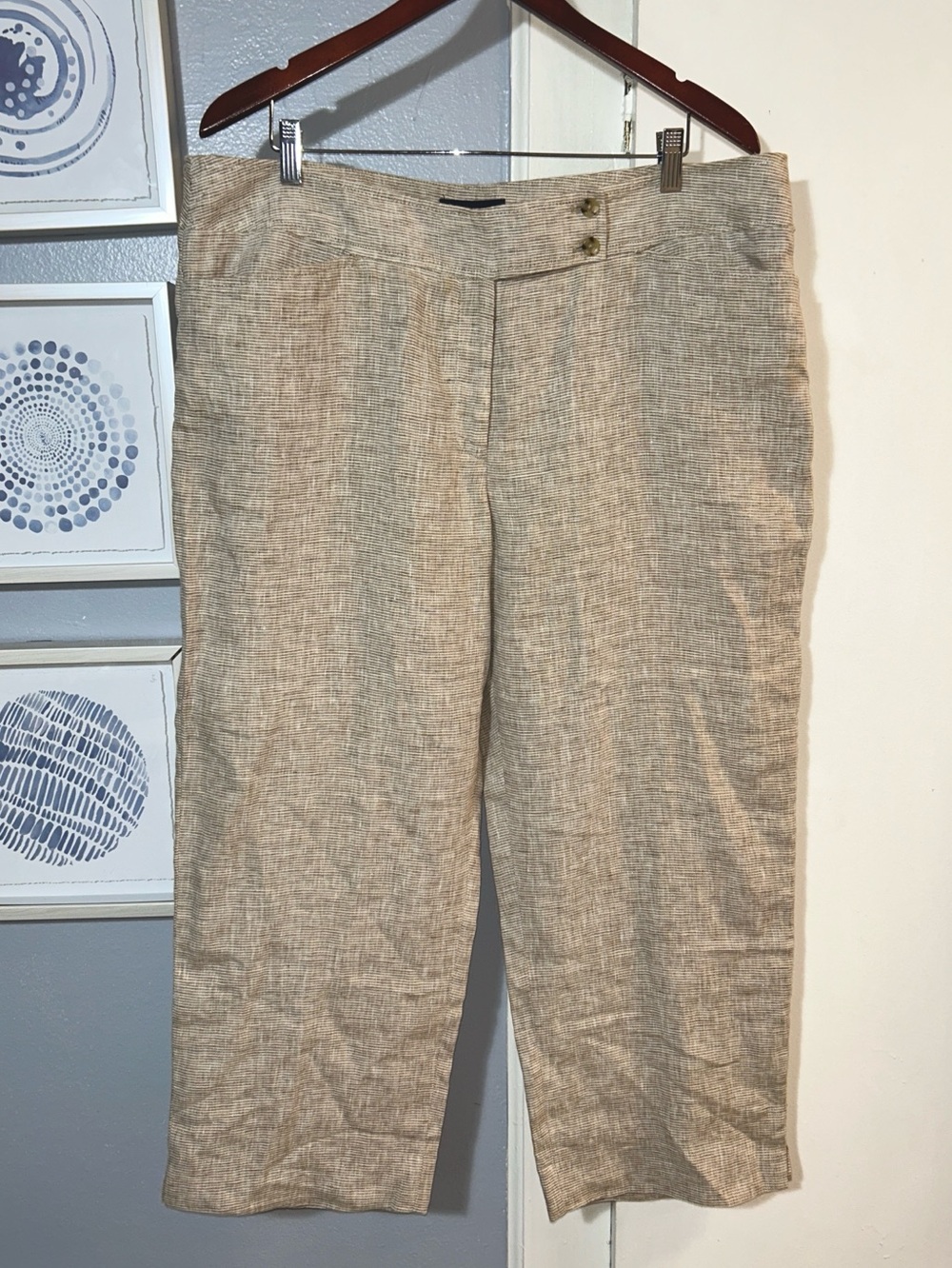 Jones New York Women’s Plus Size 16W Neutral Wide-Leg Linen Pants